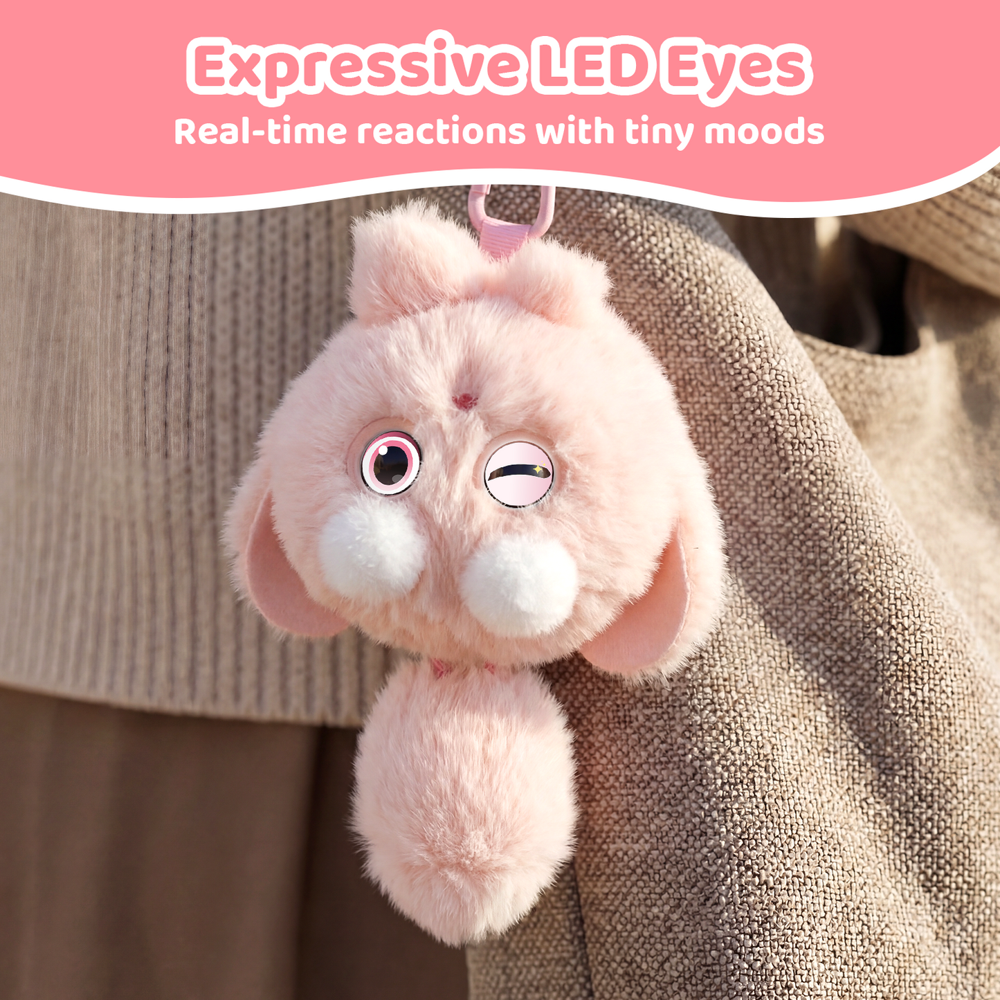 OKIVIVI Cute AI Plush Toy,Small Stuffed Animals,AI Companion Pets, Interactive Talking Stuffed Animal Bag Charm with Voice Chat, Touch-Reactive Feedback, Gift for Teen Girls & Women,Your First AI Bestie,Pink