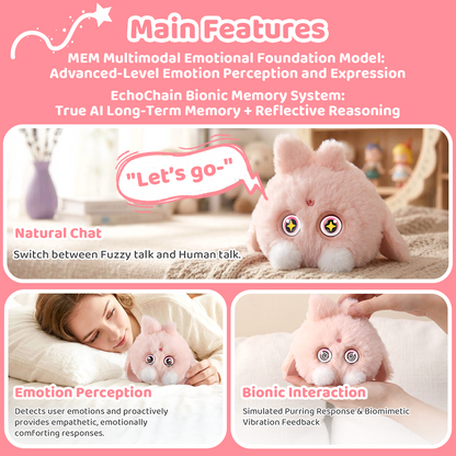 OKIVIVI Cute AI Plush Toy,Small Stuffed Animals,AI Companion Pets, Interactive Talking Stuffed Animal Bag Charm with Voice Chat, Touch-Reactive Feedback, Gift for Teen Girls & Women,Your First AI Bestie,Pink