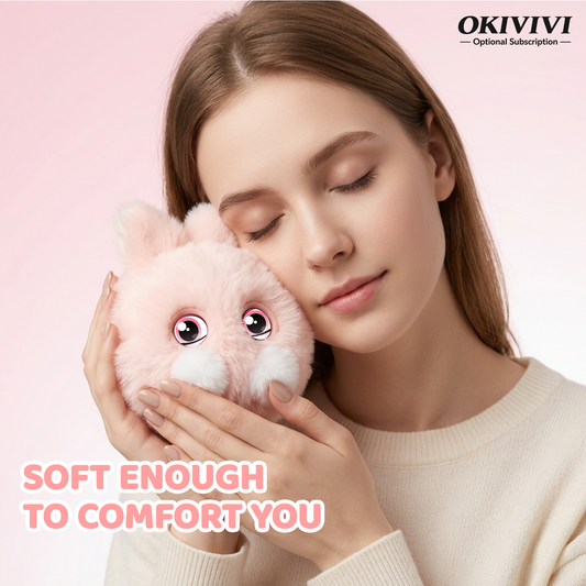 OKIVIVI Cute AI Plush Toy,Small Stuffed Animals,AI Companion Pets, Interactive Talking Stuffed Animal Bag Charm with Voice Chat, Touch-Reactive Feedback, Gift for Teen Girls & Women,Your First AI Bestie,Pink