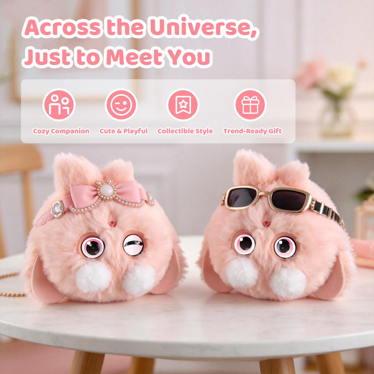 OKIVIVI Cute AI Plush Toy,Small Stuffed Animals,AI Companion Pets, Interactive Talking Stuffed Animal Bag Charm with Voice Chat, Touch-Reactive Feedback, Gift for Teen Girls & Women,Your First AI Bestie,Pink